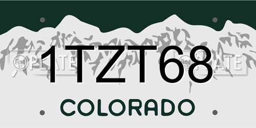 1TZT68 Colorado License Plate