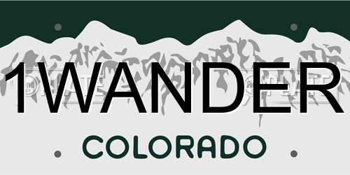 1WANDER Colorado License Plate
