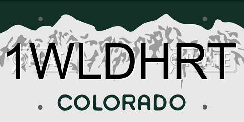 1WLDHRT Colorado License Plate