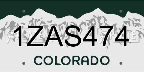 1ZAS474 Colorado License Plate