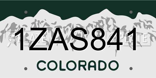 1ZAS841 Colorado License Plate
