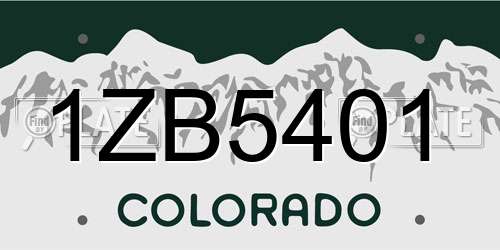 1ZB5401 Colorado License Plate
