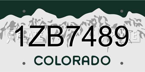 1ZB7489 Colorado License Plate