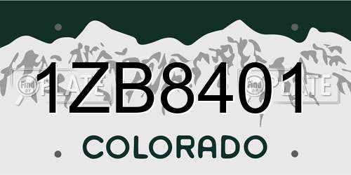 1ZB8401 Colorado License Plate