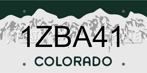 1ZBA41 Colorado License Plate