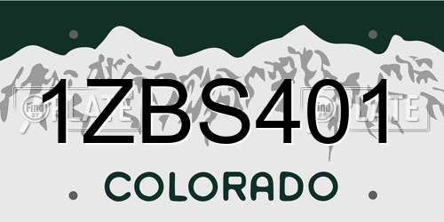 1ZBS401 Colorado License Plate