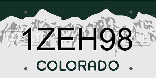 1ZEH98 Colorado License Plate