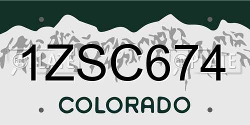 1ZSC674 Colorado License Plate