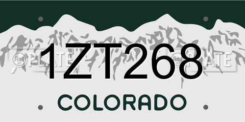 1ZT268 Colorado License Plate