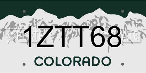 1ZTT68 Colorado License Plate
