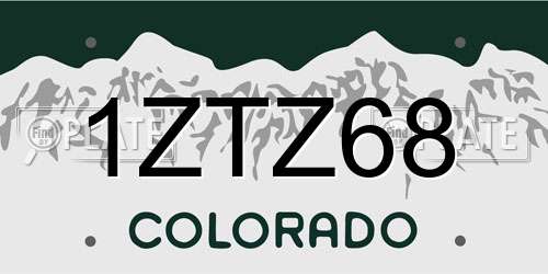 1ZTZ68 Colorado License Plate