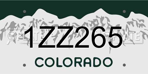 1ZZ265 Colorado License Plate