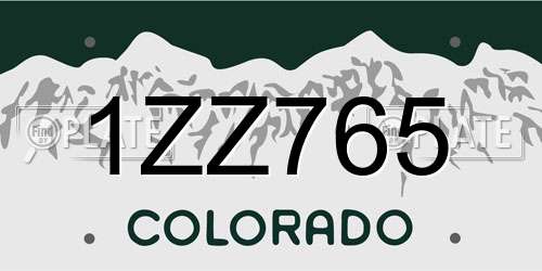 1ZZ765 Colorado License Plate