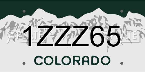 1ZZZ65 Colorado License Plate