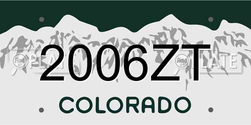 2006ZT Colorado License Plate