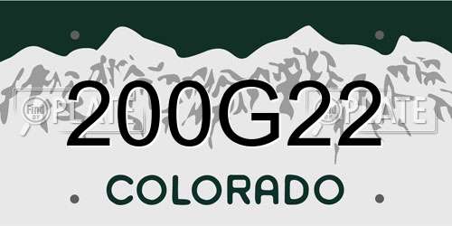200G22 Colorado License Plate