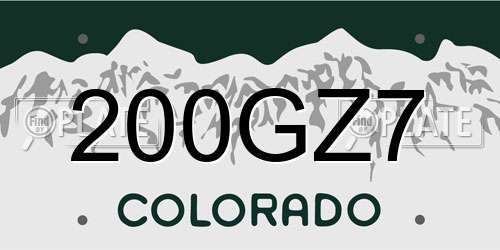 200GZ7 Colorado License Plate
