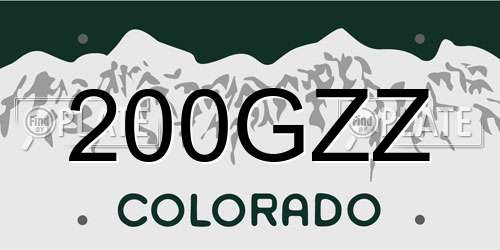 200GZZ Colorado License Plate