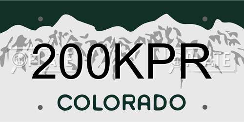 200KPR Colorado License Plate