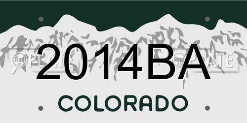 2014BA Colorado License Plate