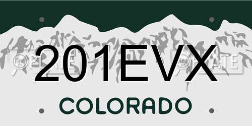 201EVX Colorado License Plate