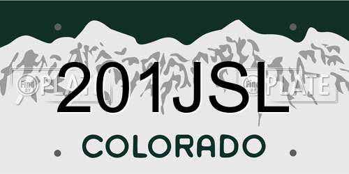 201JSL Colorado License Plate
