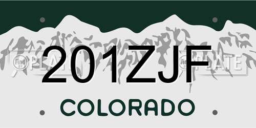 201ZJF Colorado License Plate