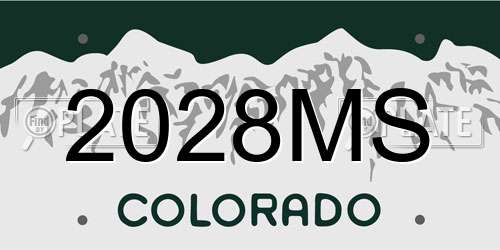 2028MS Colorado License Plate
