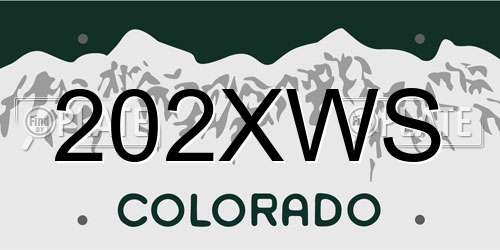 202XWS Colorado License Plate