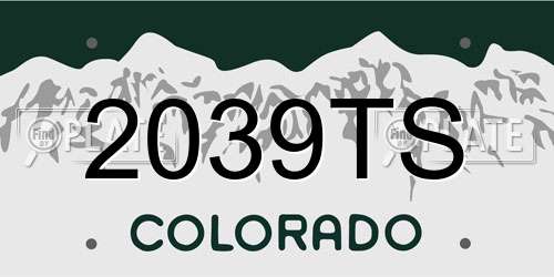 2039TS Colorado License Plate