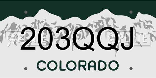 203QQJ Colorado License Plate