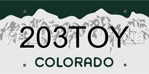 203TOY Colorado License Plate