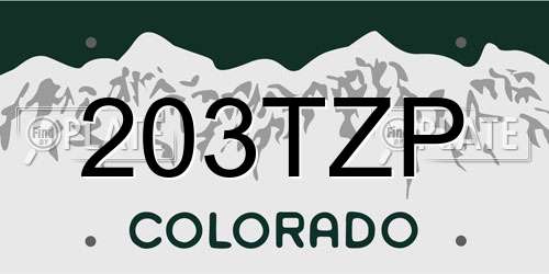 203TZP Colorado License Plate