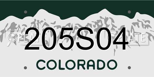 205S04 Colorado License Plate
