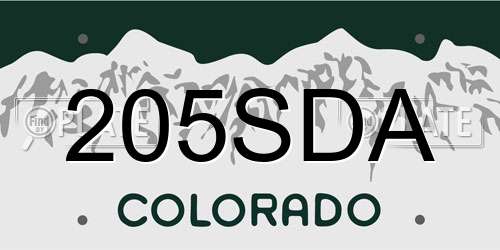 205SDA Colorado License Plate