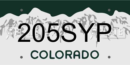 205SYP Colorado License Plate