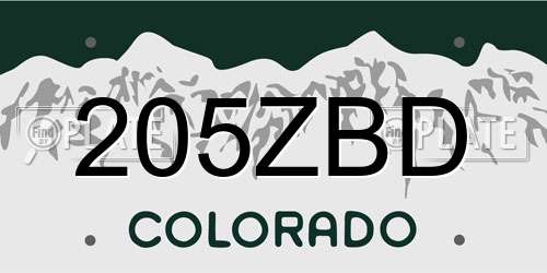205ZBD Colorado License Plate
