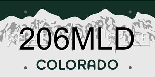 206MLD Colorado License Plate