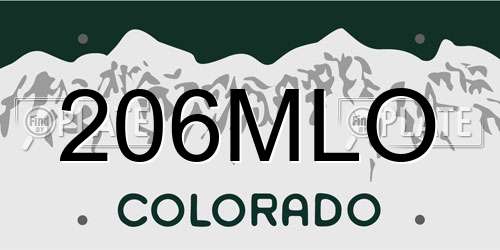 206MLO Colorado License Plate
