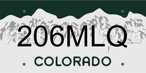 206MLQ Colorado License Plate