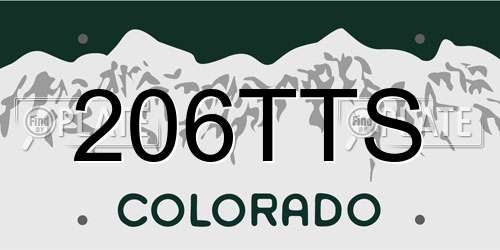 206TTS Colorado License Plate