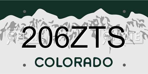 206ZTS Colorado License Plate