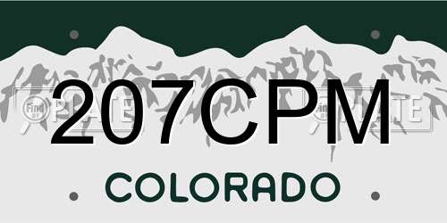 207CPM Colorado License Plate