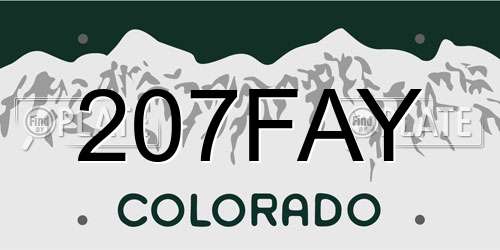 207FAY Colorado License Plate