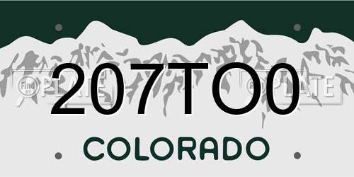 207TO0 Colorado License Plate