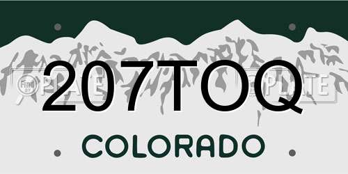 207TOQ Colorado License Plate