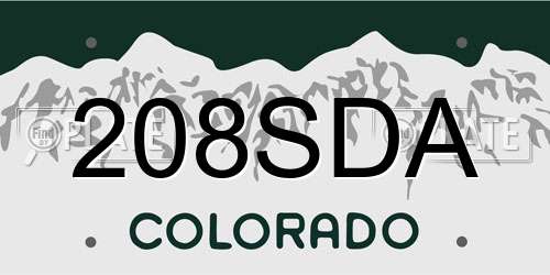 208SDA Colorado License Plate