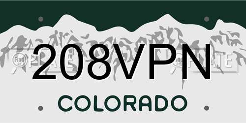 208VPN Colorado License Plate