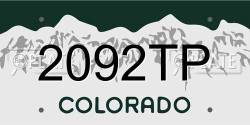 2092TP Colorado License Plate