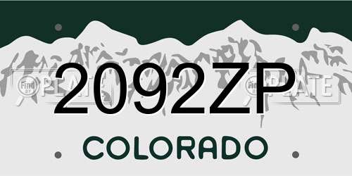 2092ZP Colorado License Plate